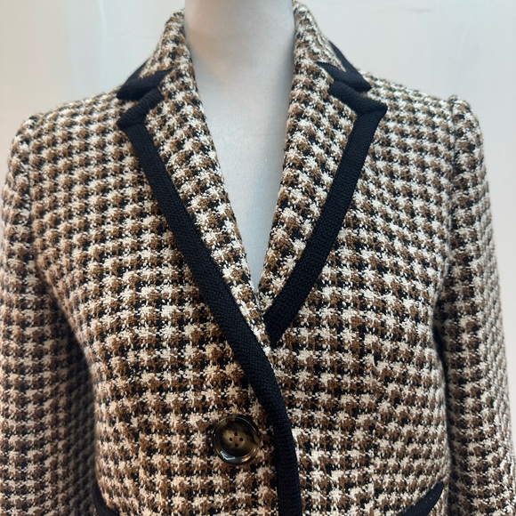 Brooks Brothers Women's Houndstooth Blazer - Black and Brown 2P - Picture 2 of 4